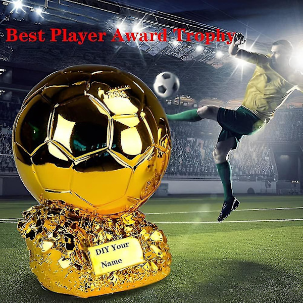 Harts Resin Ballon d'Or-trofé, förgylld, fotbollsutmärkelse, bästa spelare, troféer, fans, heminredning, prydnader, 16 cm