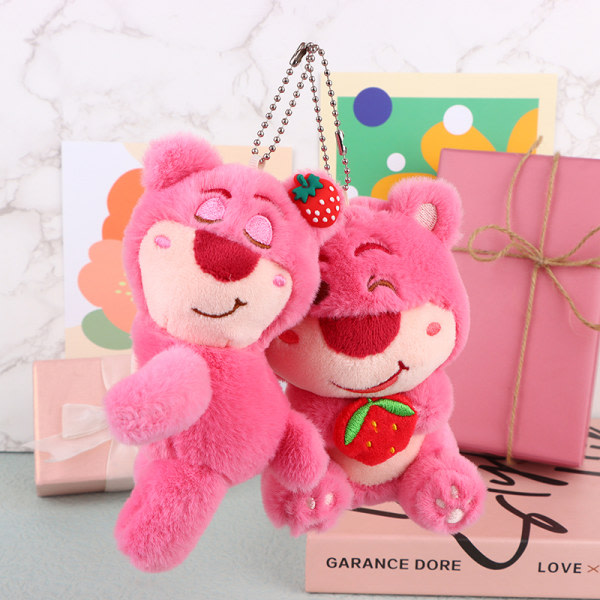 Lotso plysj nøkkelring Strawberry Bear Doll Pendant nøkkelring Bac B