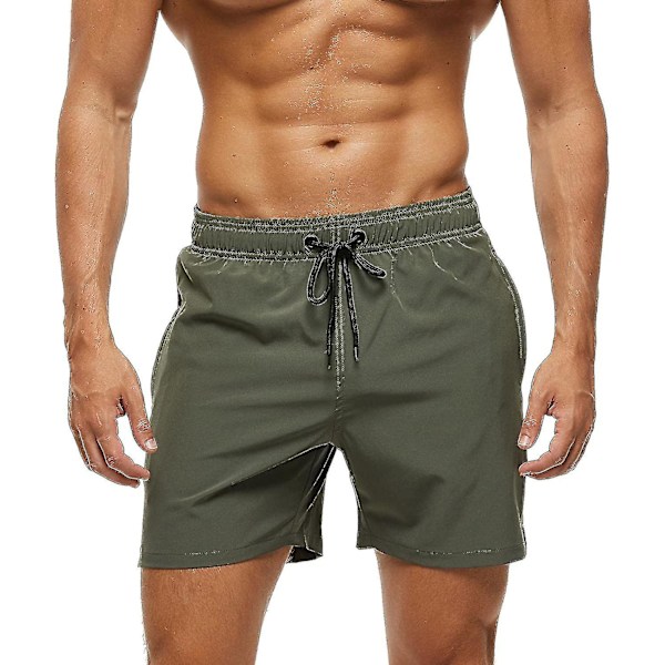 Miesten uimahousut vetoketjutaskulla, vedenpitävät, nopeasti kuivuvat, säädettävällä kiristysnyörillä, armeijanvihreä Army Green XL