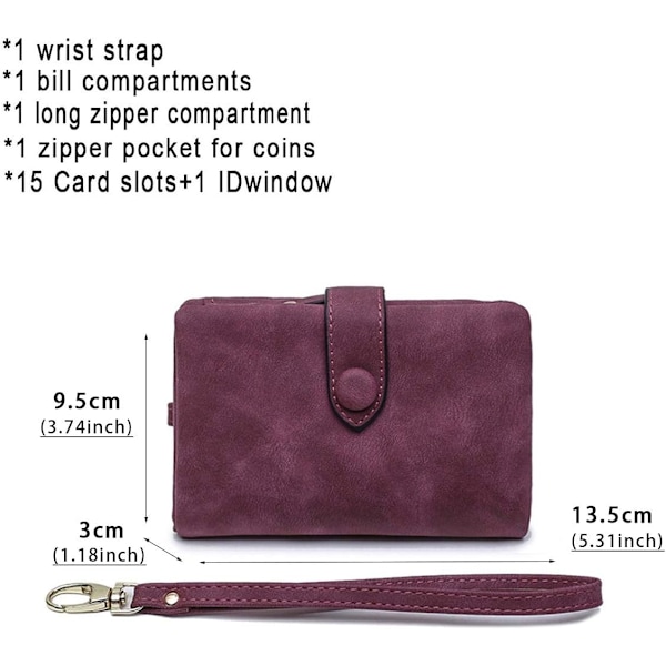 Small Leather Wallet for Women with RFID Blocking, ID Window and Card Holder