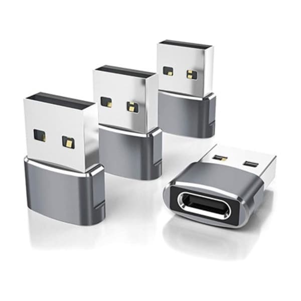 4-pakning USB til USB-C-adapter, Type-C hunn til A hann billaderkonverter for nye iPhone 16 Pro Max Plus 15 14 13, Appl-FD17-