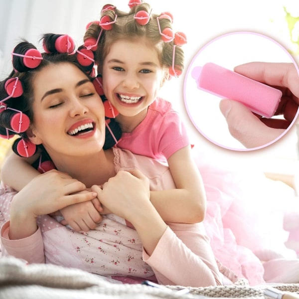 Skumsponghårruller Fleksible Sove Papilloter Bløde Hårruller til Kvinder Piger Hårstyling (12 stk, Pink) zdq