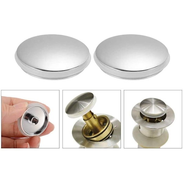 Mu Mianhua 2 stk. Servantbatteri Trykknapp Messing Polert Krom Click Clack 38mm Avløp Badekar Pop Up Plugg Avløpsplugg for Badekar{GKS}