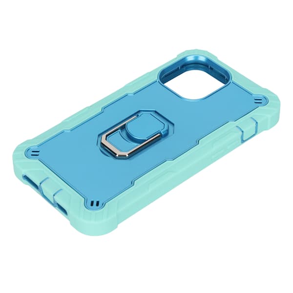 Ridsefast panserbeskyttelse med stativ til iPhone 13 Pro Max mobiltelefoner Armor Protect Case (grøn blå) 0.1