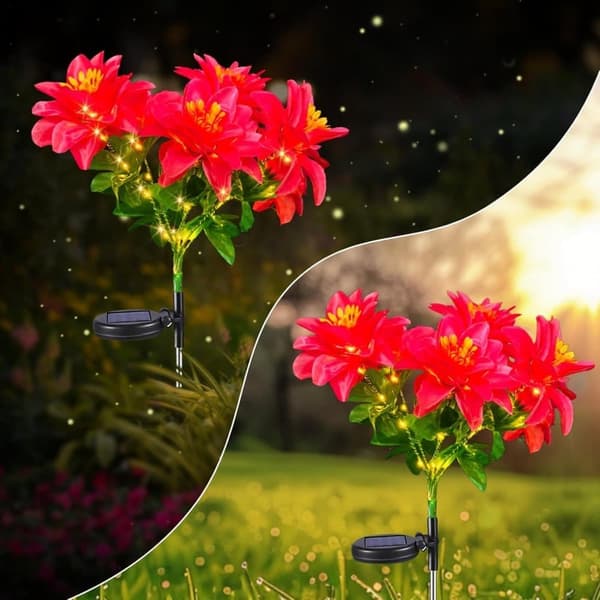 2-pack 5 blommor Solcellsdriven Trädgårdsdekoration LED Blommor Rhododendron Utomhus_OF