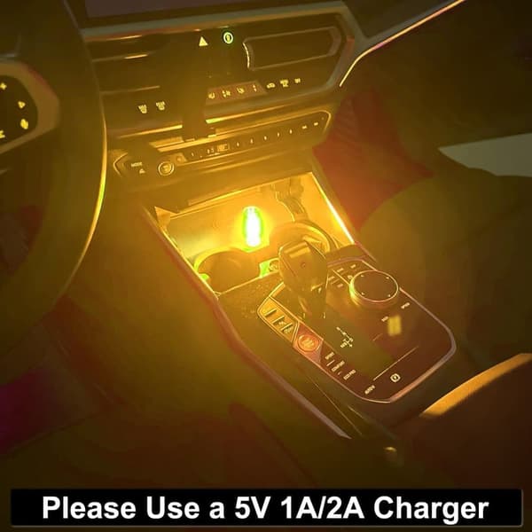 2 stk USB Bilbelysning Retro Touch Interiørlamper Mini Belysning (Gul)_OF