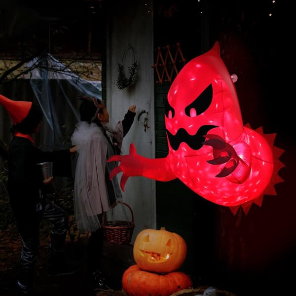 Halloween - 140 cm - Mega Oppustelig Flyvende Spøgelse - LED Horror Oppustelig Spøgelse - Flyvende Spøgelse