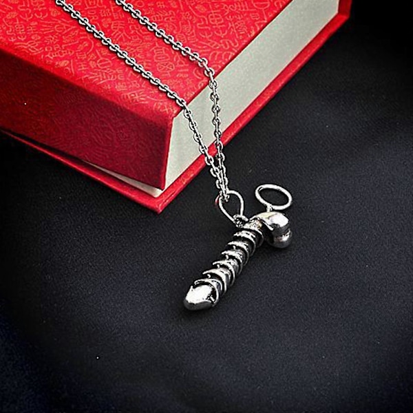 Dick-kaulakoru Sterling Silver - Käsintehty riipuskaulakoru Hauska Ystävänpäivälahja Sekä Miehille Että Naisille - harmaa - Tuotenumero 36708