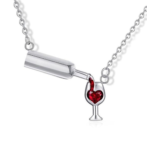 Personlig design Love Wine Bottle Cup Halsband platina