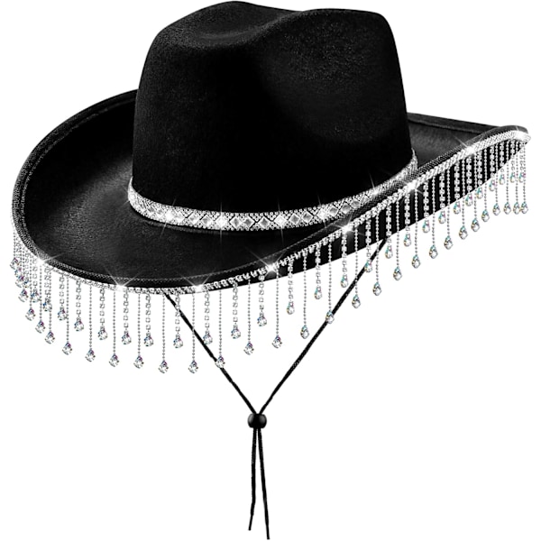 Cowboyhatt Halloweenkostym Cowgirlhatt med Hjärtformade Glasögon, Klä upp dig för Födelsedag Halloween Cowgirlkostym, Möhippa Tillbehör Black-diamond M-L