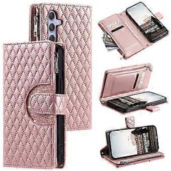 Stil 012 för Samsung Galaxy A54 5G Skal Romb Glitter Läder Blixtlås Plånboksfodral (Stil D)