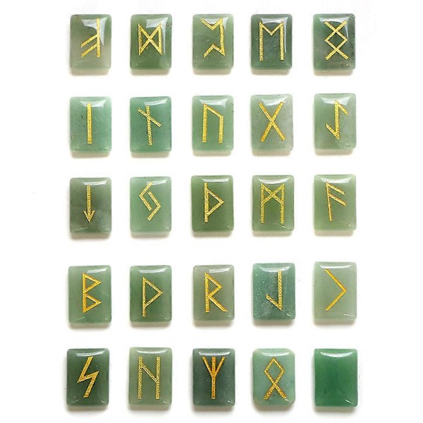 Tumblet Gravert Bokstavering Runestein Ensfarvet Sett for Spådom, Lykkevarsel, Wicca Krystaller, Healing Chakra Reiki (3)