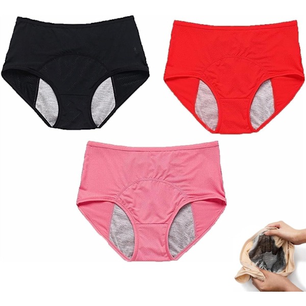 3-pakning lekkasjesikre dameundertøy - lekkasjesikre truser for over 60 #s inkontinens B B B 2XL