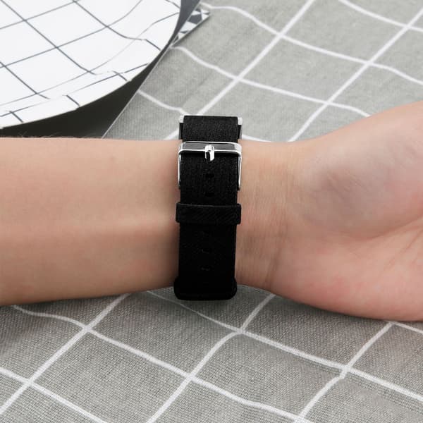 Canvas urrem blød åndbar vaskbar stilfuld armbånd passer til Fitbit Charge2 sort 0.1