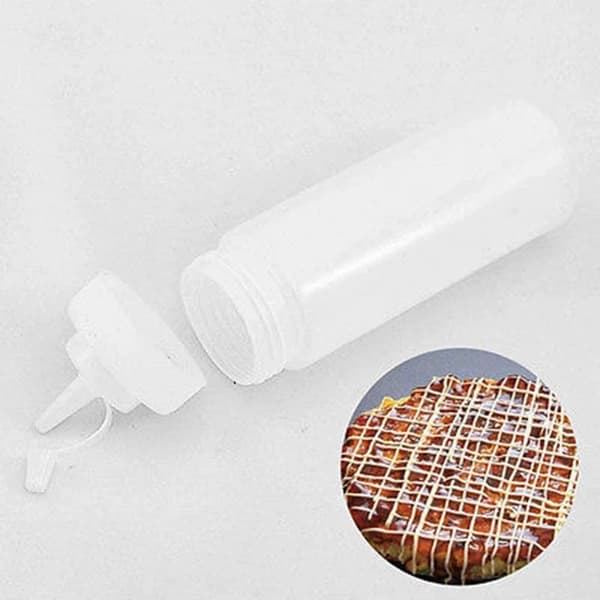 Plastflaskor för kryddor, 3-pack med spetslock, 32 oz för sås, ketchup, senap och olivolja, vit