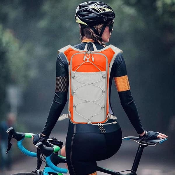 Hydration Løbevest, 5L Åndbar Polyester Rygsæk Med Reflekterende Striber Til Løb, Cykling, Vandring Og Maraton, Orange