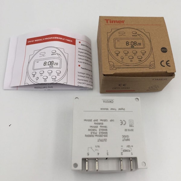 12V DC Programmerbar Digital Timerstyrt Bryter