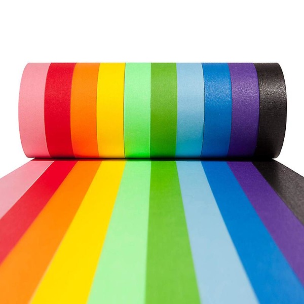 Paket med 10 10 färger 20M färgtejp Rainbow Color Easy Tear