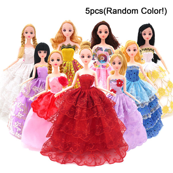 5 st Original Barbie Doll Klänning Leksak Bröllop Princesss Multicolor 5Pcs