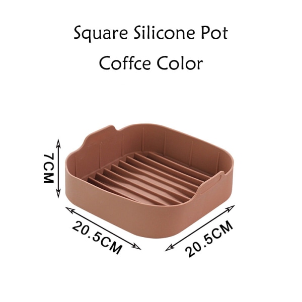 Square Air Fryer Silikon Pot Non Stick Bakplåt Silikon Coffce 20.5cm