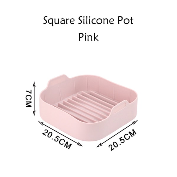Square Air Fryer Silikon Pot Non Stick Bakplåt Silikon Pink 20.5cm