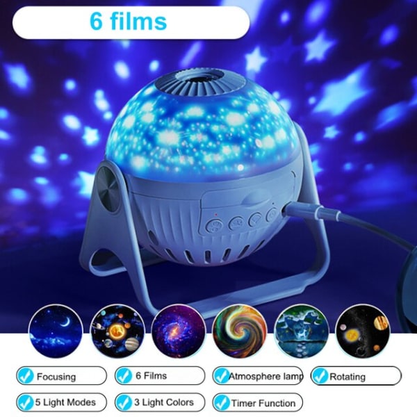 Planetarium Galaxy Night Light Projector 360° justerbar 6 in 1 projector