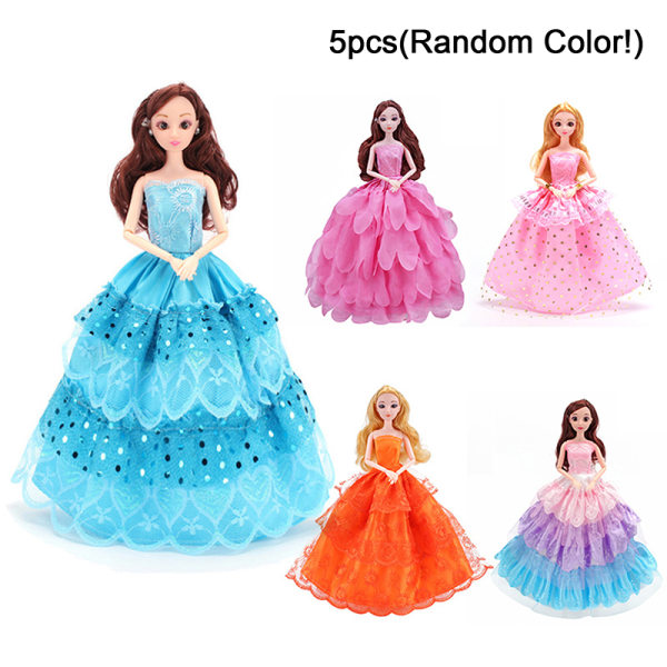 5 st Original Barbie Doll Klänning Leksak Bröllop Princesss Multicolor 5Pcs