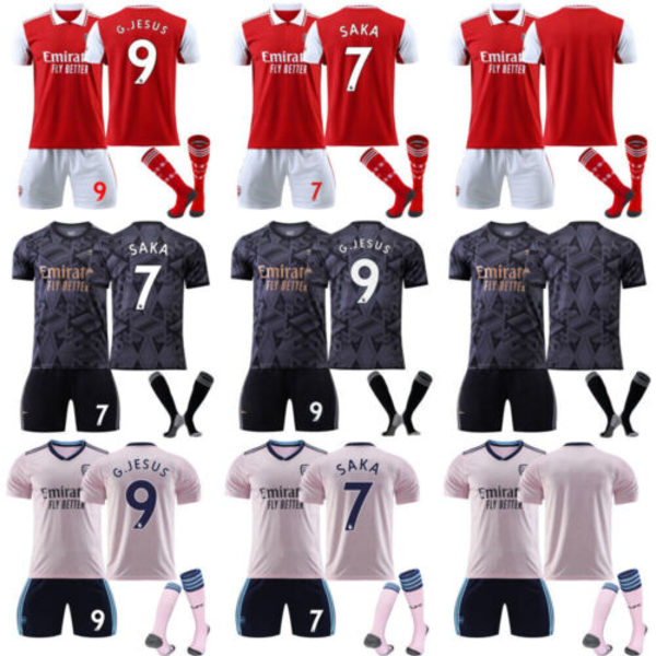 22/23 Arsenal Barn Vuxna Fotboll Full Kit Träningsdräkter Black NO.9 M