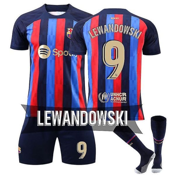 22/23 Barcelona Home Barnfotbollströja Set 9 # Lewandowski XS