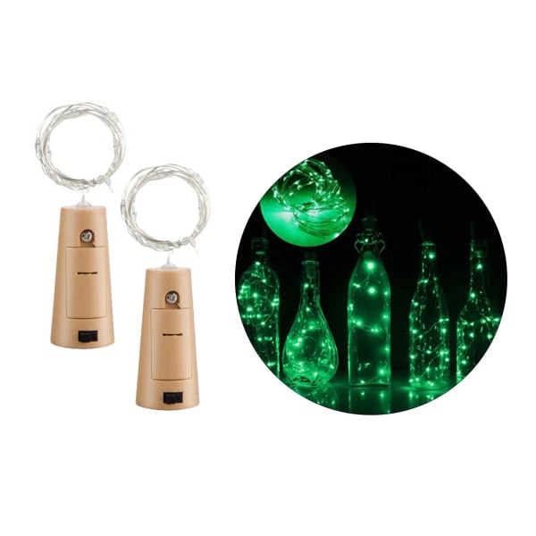 2-pack LED Light Loop lamper belysning til flasker dekoration grøn