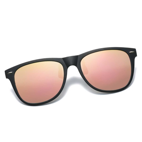 Polarisoitu Wayfarer Clip On aurinkolasit Käännä ylös vaaleanpunaiset peililinssit vaaleanpunainen