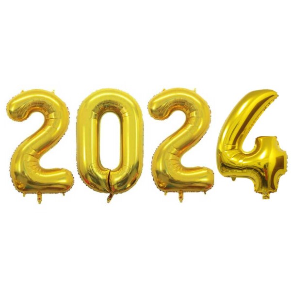 2024 Digitballoner til nytår 102 cm Great Gold guld