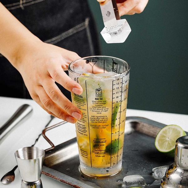 Cocktailshaker med Drinkrecept 400ml Shaker Glas Rostfritt Stål silver