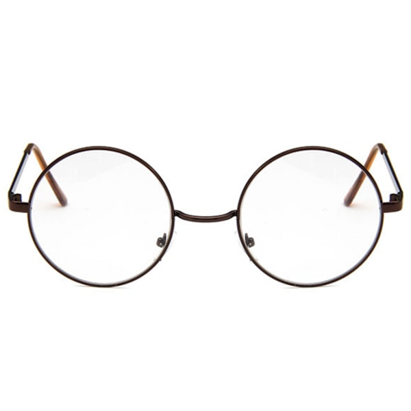 Bronze brune runde briller klart glas uden styrke klart glas brun