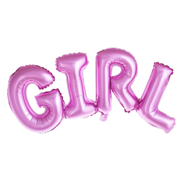 Girl Flicka Tjej Ballong Baby Shower Gender Reveal Folieballong rosa