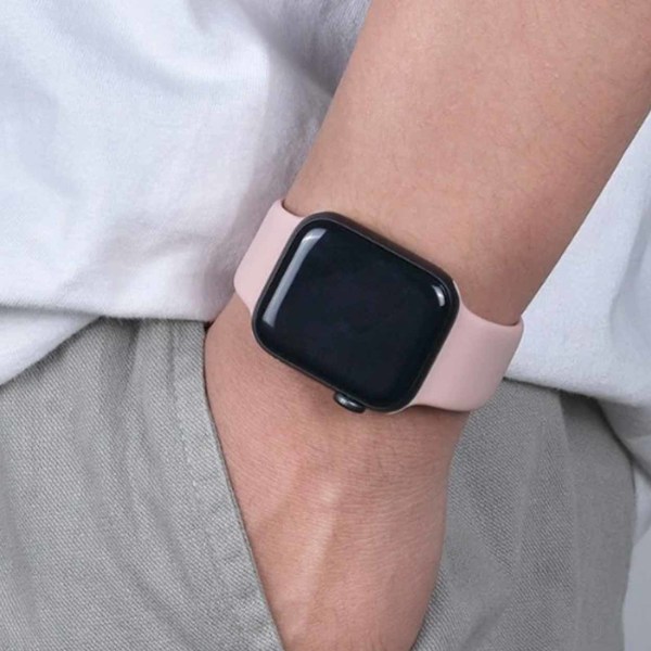 Apple Watch -yhteensopiva 38/40/41 1-8/Katso vaaleanpunainen rannekoru silikoni vaaleanpunainen