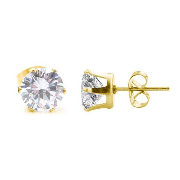 2-pack Gold Crystal Piercing Earring Piercing Jewel - 8mm guld