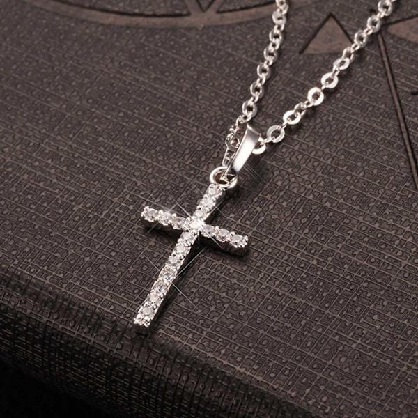 Silver Cross Halskæde Kæde med Diamonds Silver Chain sølv