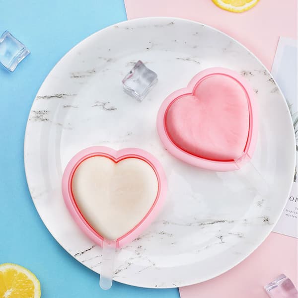 2 -pakk iskremform hjerte - Lag dine egne iskrempinner hjemme rosa