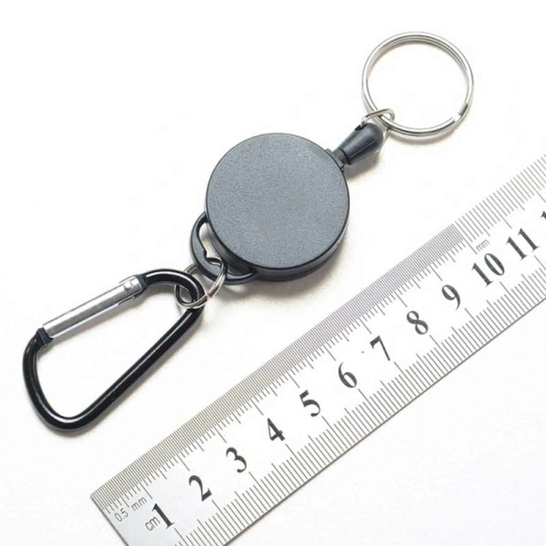 2-Pack - Nyckelring Utdragbar / Nyckelhållare med Snöre Svart svart
