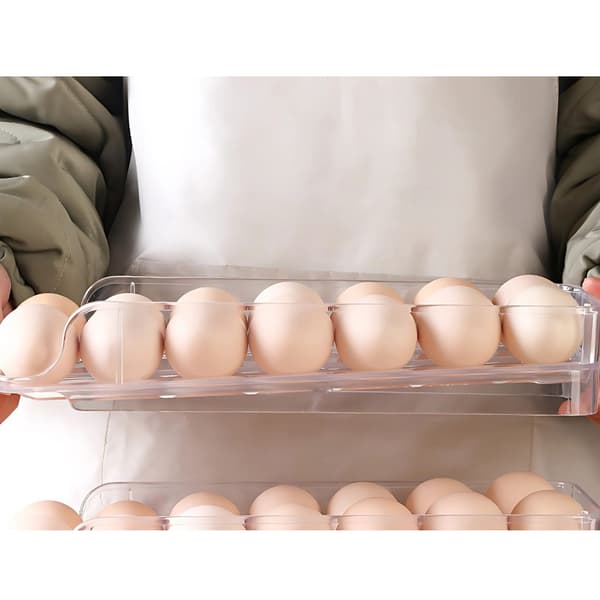 Stapelbar Äggdispenser för Kylskåp | Ägglåda för 14 Ägg Transparent transparent