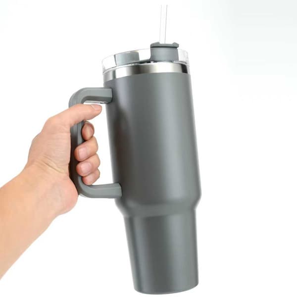 Muki oljilla 1,2L termospullo kahvalla valkoinen