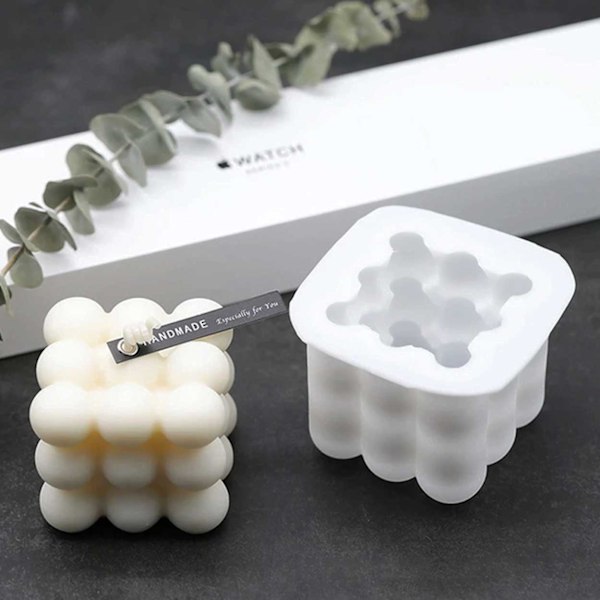 DIY Stearin Light Cub - Light Form 6cm hvid