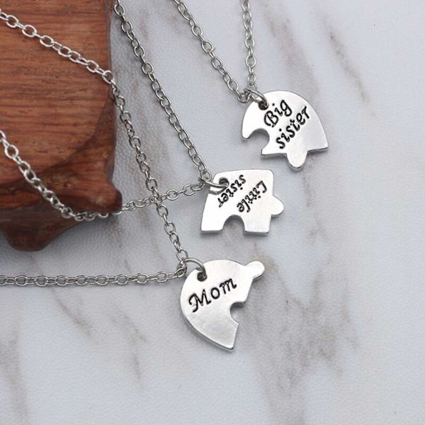 Brythjärta i 3 Delar Mor Syster Dotter Halsband silver