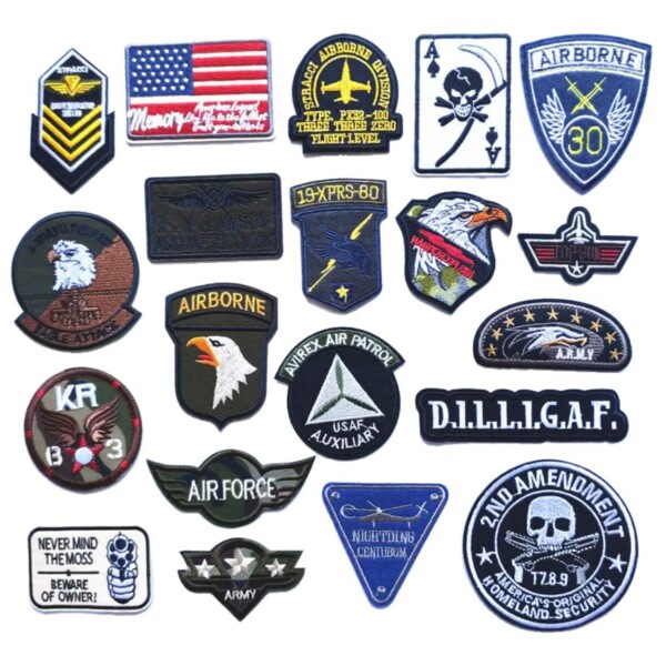 20 stk stoffmerker US Army Military Patches stryke på merker flerfarget