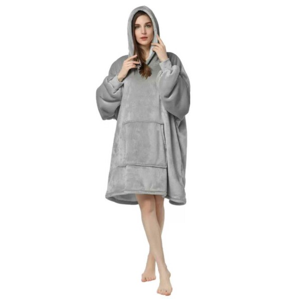 Hoodie teppe - Overstore hette genser teppe snuggie grå grå one size