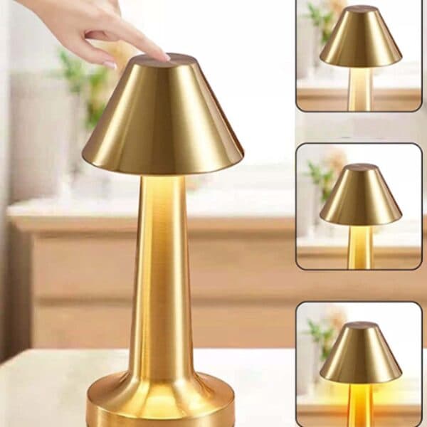 Retro Genopladelig Metal Bordlampe Lysdæmper Sølv