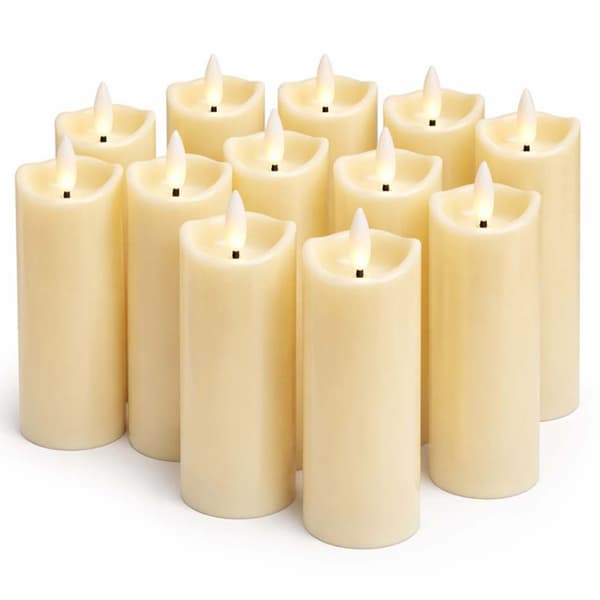 12-Pack Batteridrevne LED-Lys med Flammende Veke 15cm