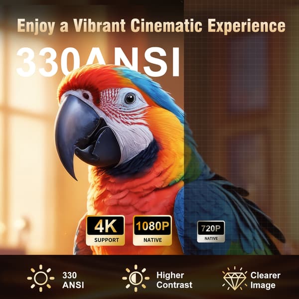 2026 HY310 Full HD 1080p Smart Projektor, Android 14, Autofokus, 4K-understøttelse & AirMouse hvid