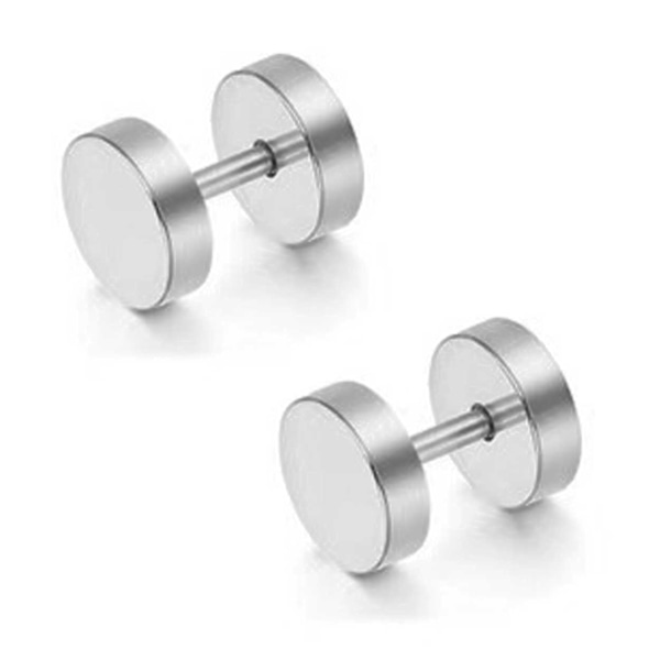 2-pack falsk stik falsk forlængelse Øreringe piercing smykker sølv - 8mm sølv